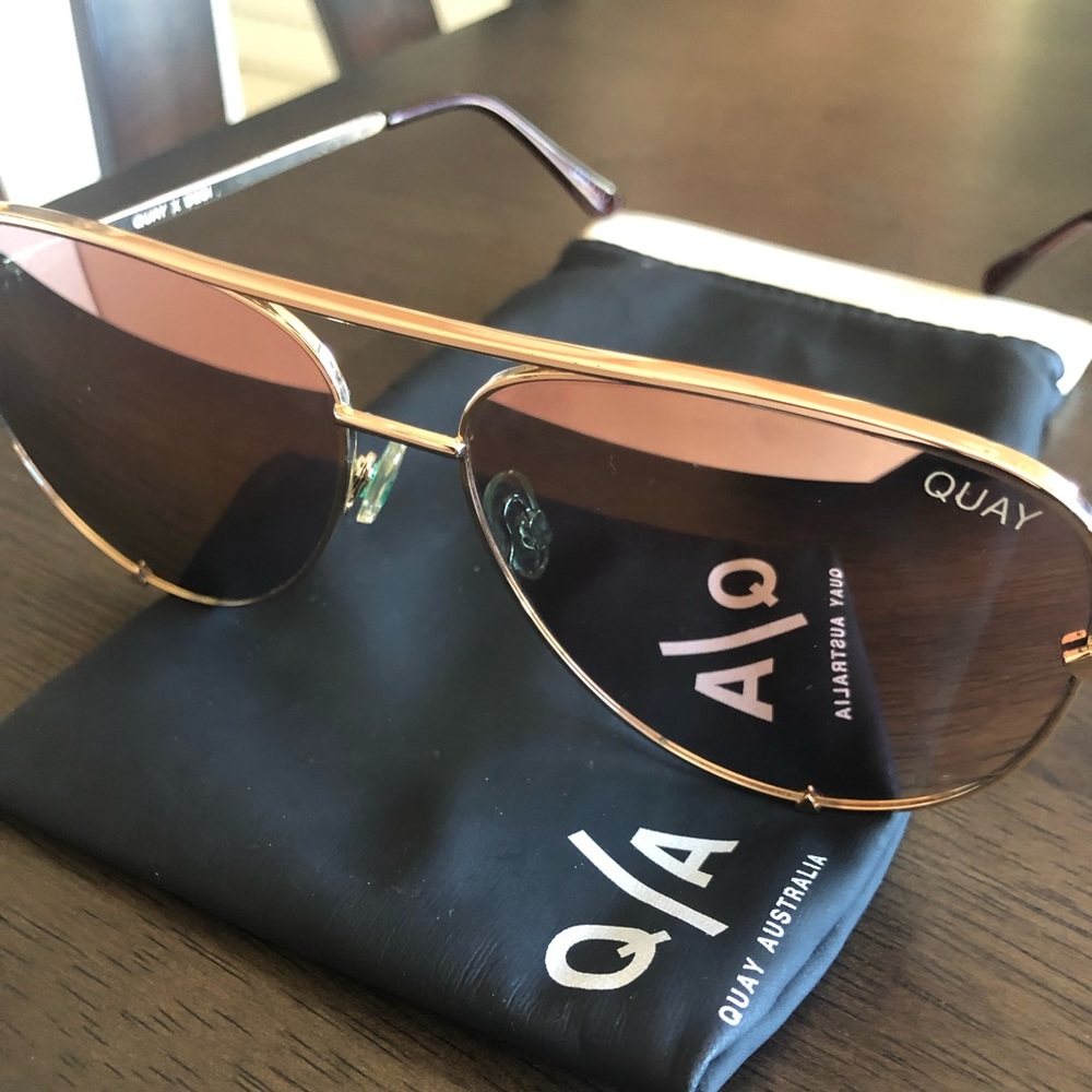Quay x Desi High Key Rose Gold Oversized Sunglasses